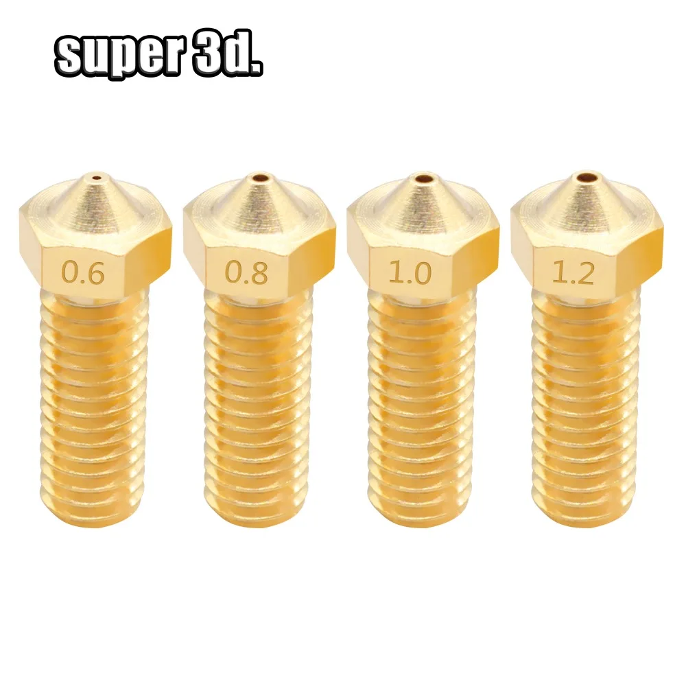 2pcs Volcano Nozzle metal brass 0.4/0.6/0.8/1.0/1.2mm for 3D printers 1.75 mm volcano hotend M6 Lengthen Extruder Nozzle parts