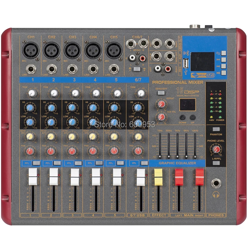 

MiCWL 7 Channel Wireless Bluetooth Microphone Mixing Console Digital Monitor Mixer for Recording Studio Stage SMR700-USB