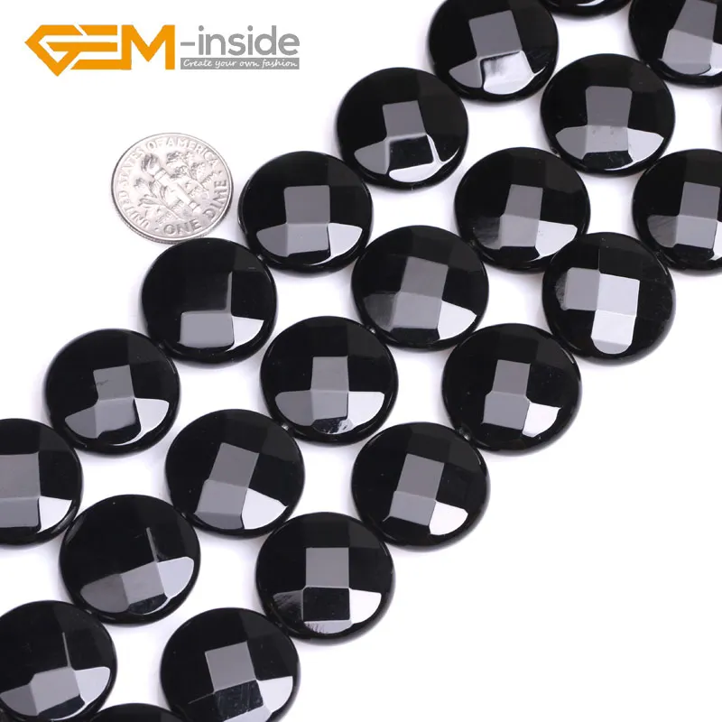 Coin Shape Black Agates Natural Stone Beads DIY Loose Beads For Jewelry Making Bead Strand 15 Inches Wholesale ! Free Shipping