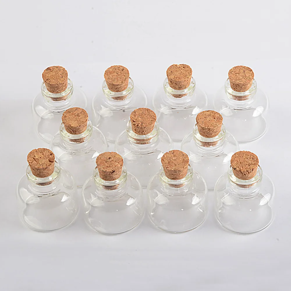 Mini Glass Bottles, Cork, Empty, Transparent Glass Jars, Vials, 30*30*10mm, 10ml, Wholesale,  24PCs per Lot