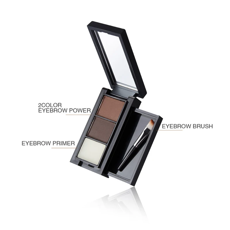 3 Colors Professional Eye Shadow Powders With Mirror Brush Eye Brow Makeup Eyebrow Powder Waterproof Eyebrow Wax Palette