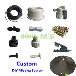 S164 DIY custom 10M/20M/30M misting system including tubing, nozzles, fitting, adapter, plug, filter accessories
