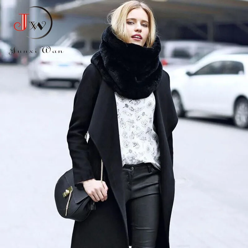 Rabbit Fur Winter Scarf Women Faux Fur Collar Ring Scarves Lady Pashmina Wraps Shawls Winter Bandana foulard Cashmere