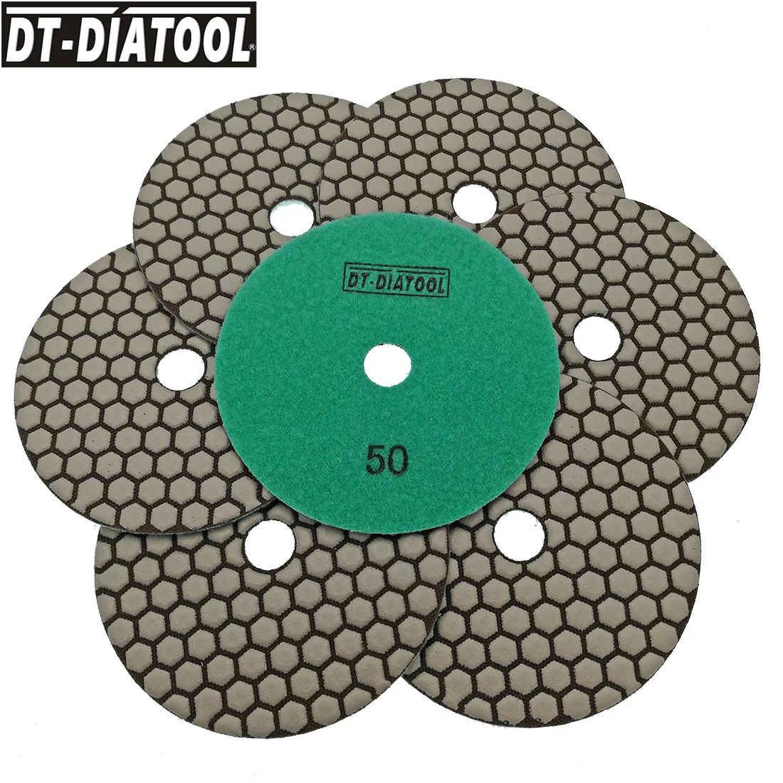 DT 7pieces 125mm grit 50 Premium diamond dry polishing pads diameter 5 inch Resin bond flexible Sanding Discs for angle grinder