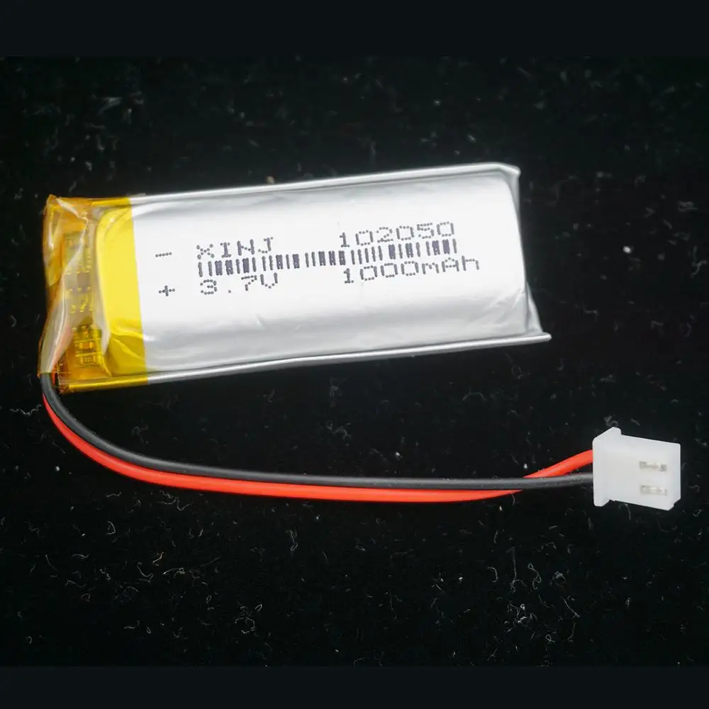 

3.7V 1000mAh 3.7Wh Li-Polymer Li Lipo Battery 102050 JST 2pin 2.54mm Connector For GPS Sat Nav DVR DVC Camera Driving Recorder