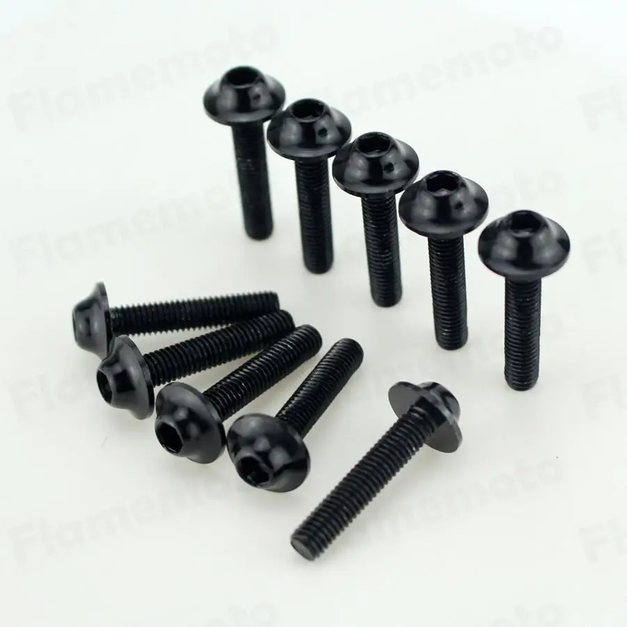 10pcs Motorcycle Bolts Screw Black Aluminum adornment 5 x 25mm