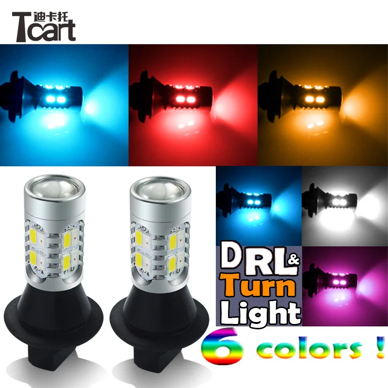 Tcart Auto Led Lights Daytime Running Light Front Turn Signals bulb Car DRL Led Winker Bulb 20W T20 7440 WY21W Car Accessory