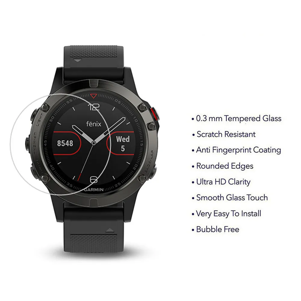 Screen Protector For Garmin Fenix 5 Watch 9H Tempered Glass Film Anti Scratch Explosion-proof Screen Protective Film For Garmin