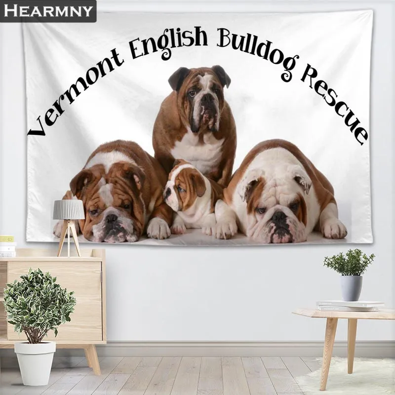 HEARMNY Bulldog Background Fabric Valance Tapestry Wall Hanging Bedroom Living Room Blanket Yoga Beach Towel Tablecloth