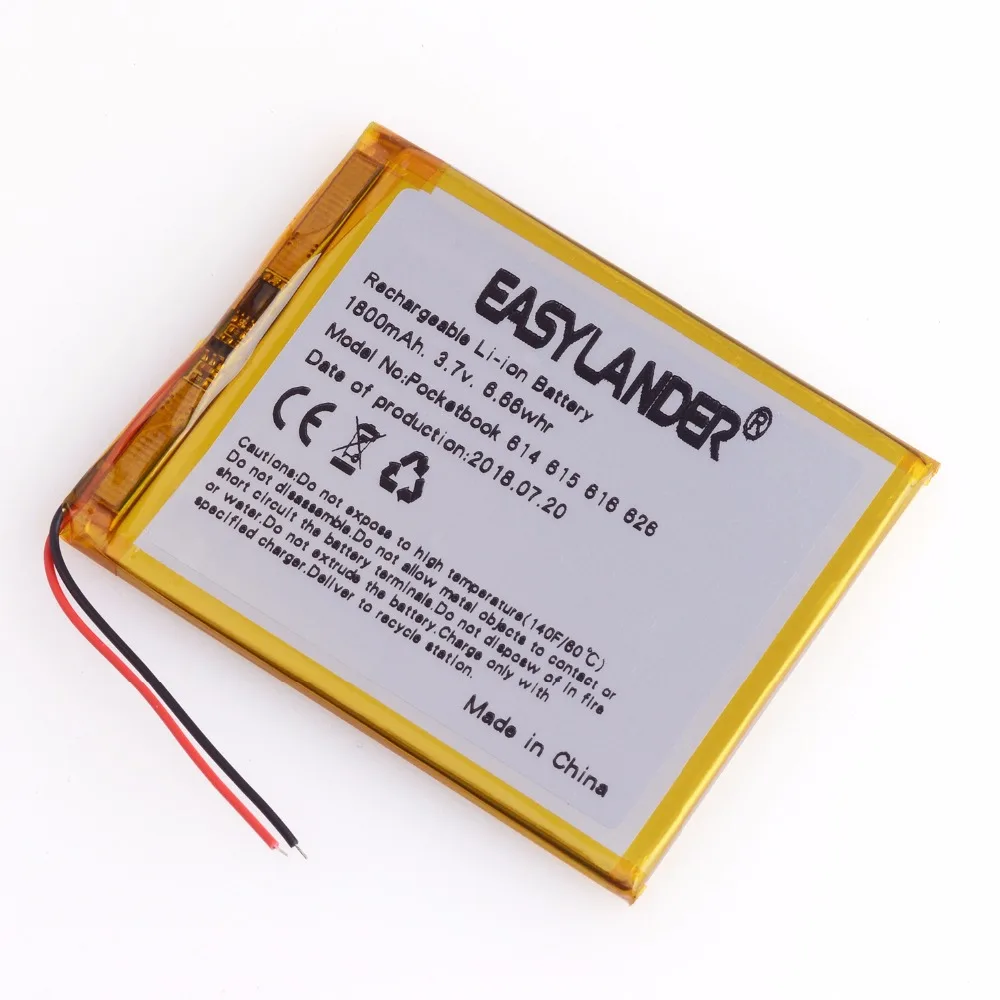 3,7 V 1800 mAh wiederaufladbarer Li-Polymer-Li-Ionen-Akku für Tablet PC PocketBook 4G-15 / 4K-19 614 615 616 624 626 Digma E628 R657