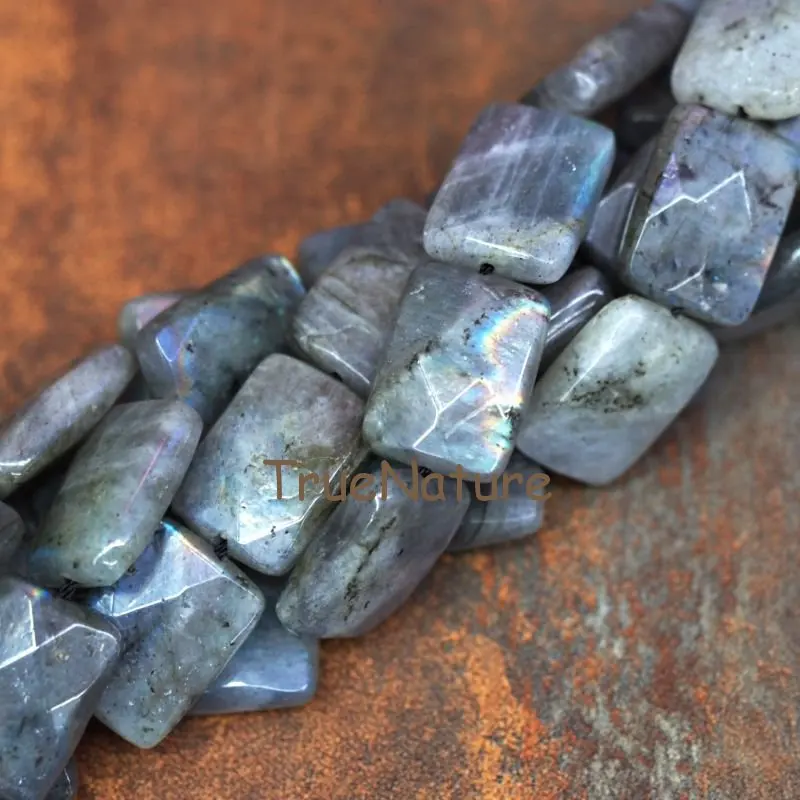 Various Size Labradorite Loose Stone Beads Rectangle Faceted Stone Strand Natural Slab Nugget Healing Beads  BE6402