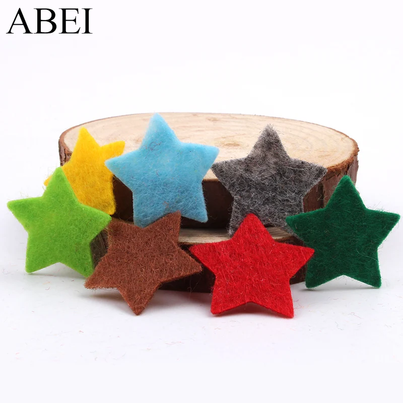 200pcs/lot 2cm Mix Colors Star Felt fabric pads Stick-On patches felt pads fabric flower Scrapbooking accessories