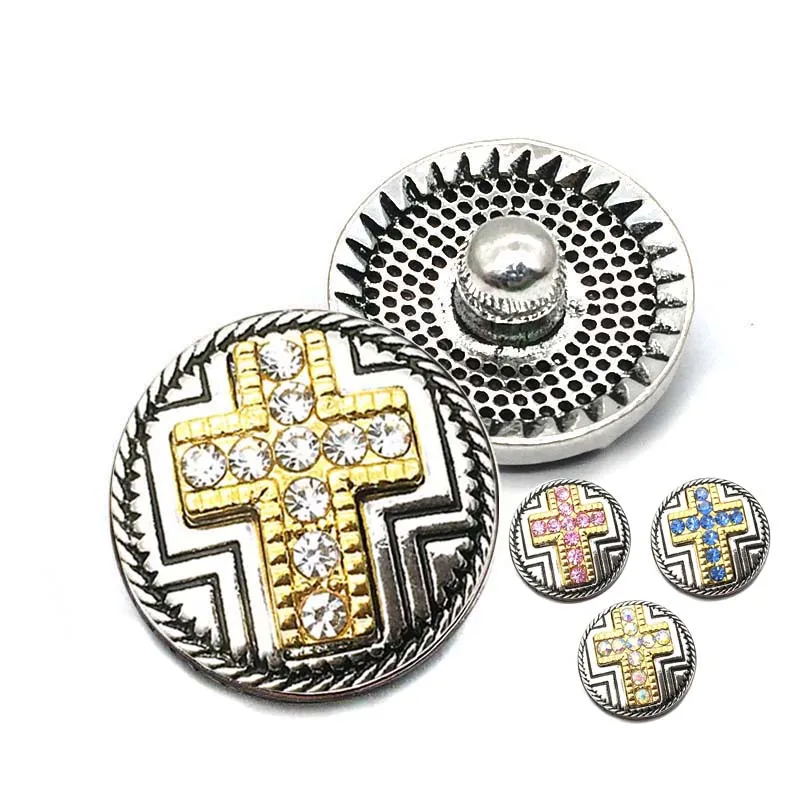 fit 18mm Snap button Necklaces/Bracelets for women high quality metal Rhinestone cross Snap Buttons w259 flowers Diy Jewelry