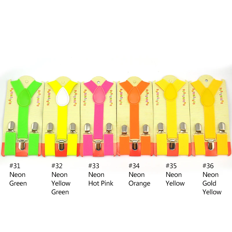 DROP Shipping-Anak-anak Suspender 2.5 Cm X 65 Cm Baru 36 Warna Campur Anak Laki-laki/Perempuan Suspender Elastis Kawat Gigi slim Tali Selempang Y-Kembali Suspender