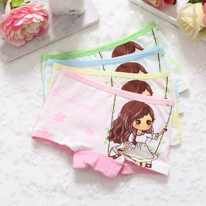 

4pcs/ Lot 3-9 Y Kids Underpants Cartoon Girl boxer Underwear Baby Cotton Underwear Panties for Shorts Nurseries Child