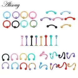 Alisouy 1PC G23 Stainless Steel 16G Nose Rings Labret Lip Eyebrow Tongue Ear Piercings Captive Bead Rings Body Jewelry