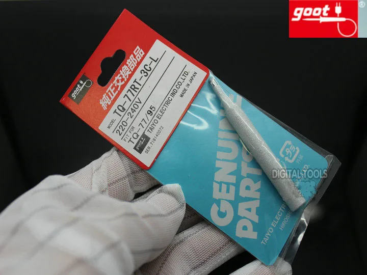 Punta de soldador reemplazable GOOT Original de Japón, Ultra duradera para TQ-77 y TQ-95, 220V-240V, tipo de calor interno, 1 ud.