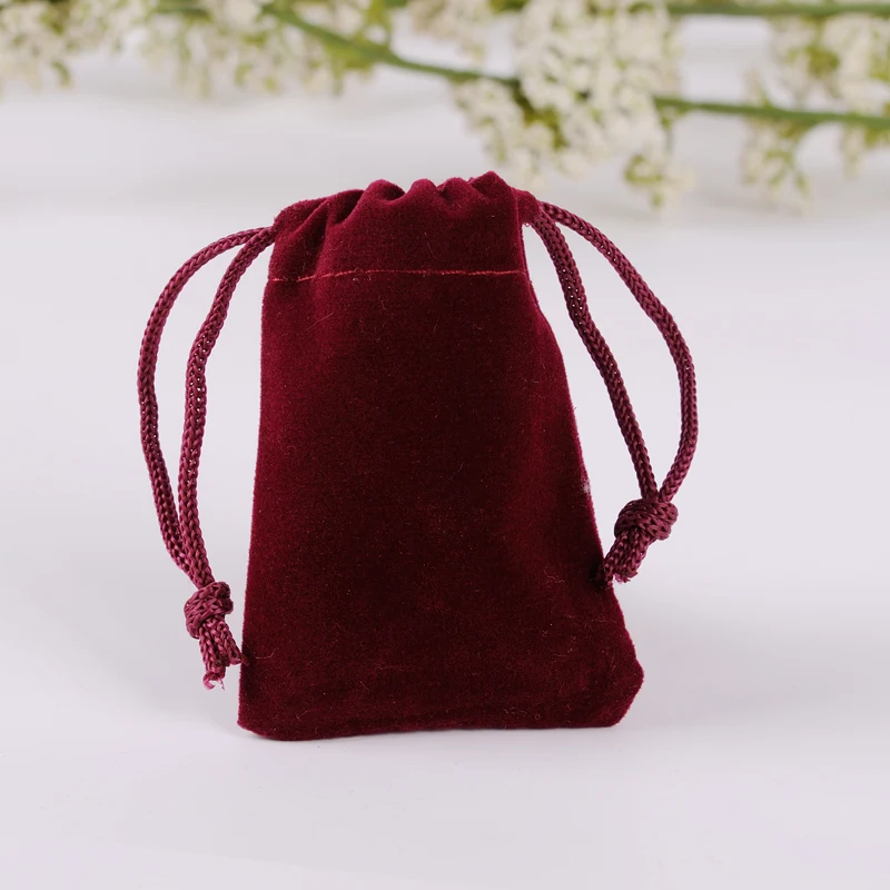 

100pcs/Lot 9x12cm Wine Red Retail Jewelry Velvet Gift Packaging Bags & Pouches Can customized Logo Printing