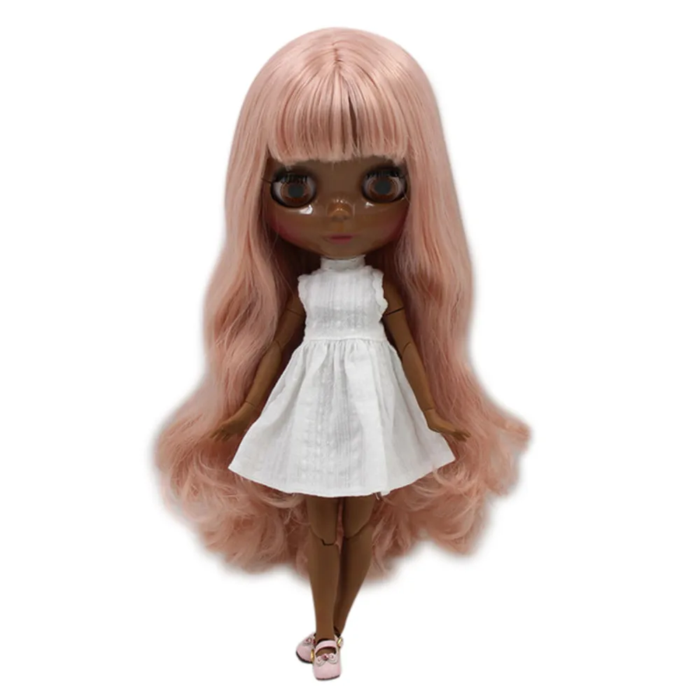 

ICY DBS Blyth Doll 1/6 bjd dolls super black skin tone New pink dream long curly hair joint body BL1329