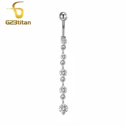 Long Tassel Zircon Belly Piercing Rings 14G Titanium Navel Earring Women Babe Fashion Jewelry Ombligo Pircing Summer Accessories