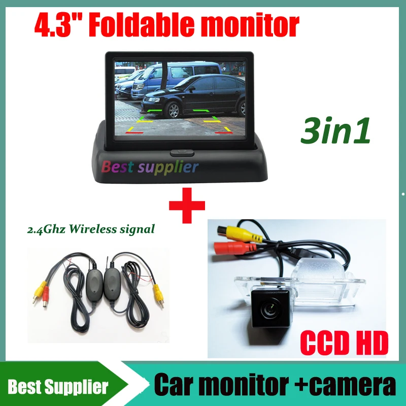 

3in1 2.4G wireless signal + CCD HD For Chevrolet Aveo Cruze wagon Opel Mokka Cadillas SRX CTS car rear view camera + car monitor