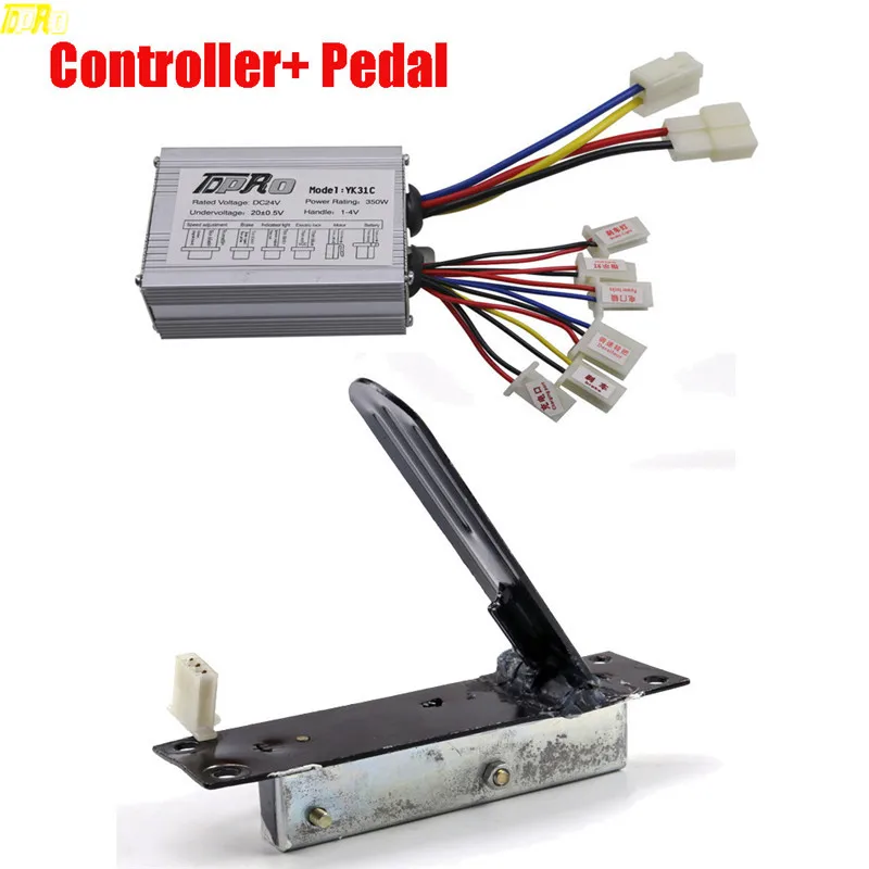 Genuine TDPRO 24Volt 350Watt Motorcycle Brush Speed Controller + Scooter Throttle Foot Pedal For bike ATV Go Kart Bike