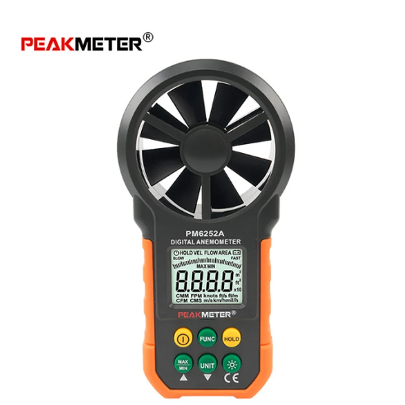 

PEAKMETER PM6252A/PM6252B Digital Anemometer Wind Speed Air Volume Measuring Meter 30m/s LCD Display PM6252B with RH USB Port