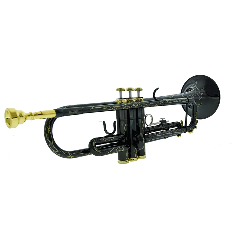 New Sell Professional TR210S Bb  Trumpet Black Nickel Gold Plated Yellow Brass Instruments Bb Trumpete Popular Musical Inst