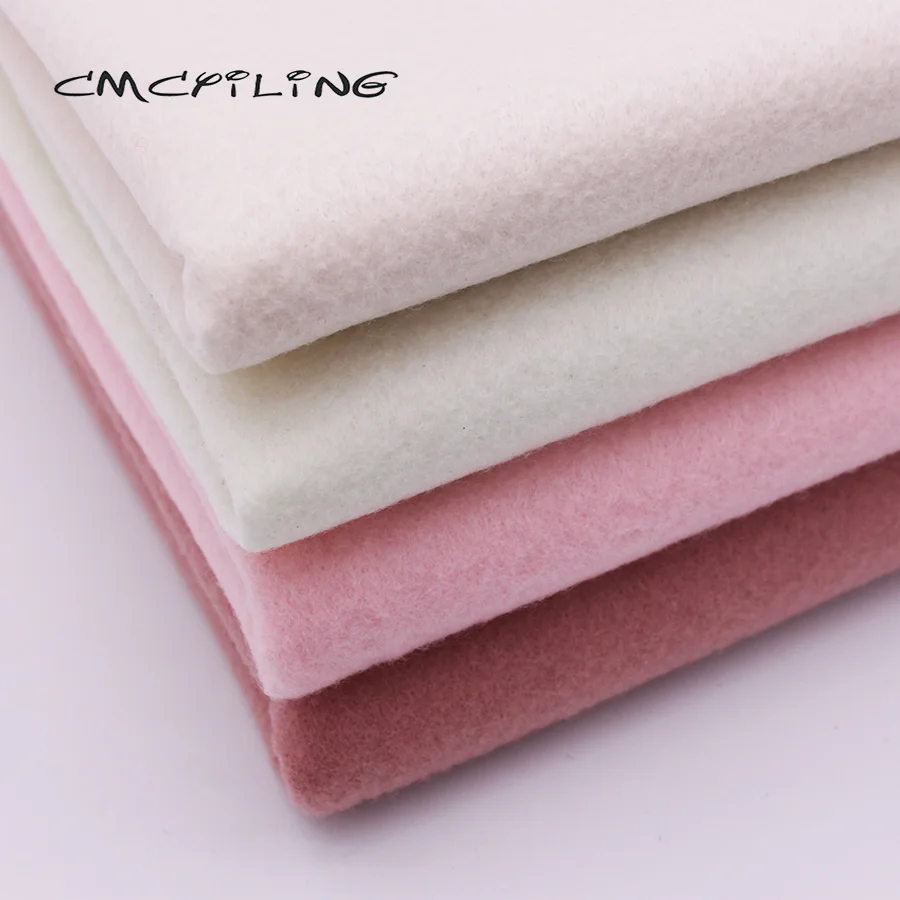 Premium Pink&Beige Soft Felt Fabric,For Kids Needlework DIY Sewing Dolls Crafts,Polyester Cloth,4 Pcs/Lot,45*55cm