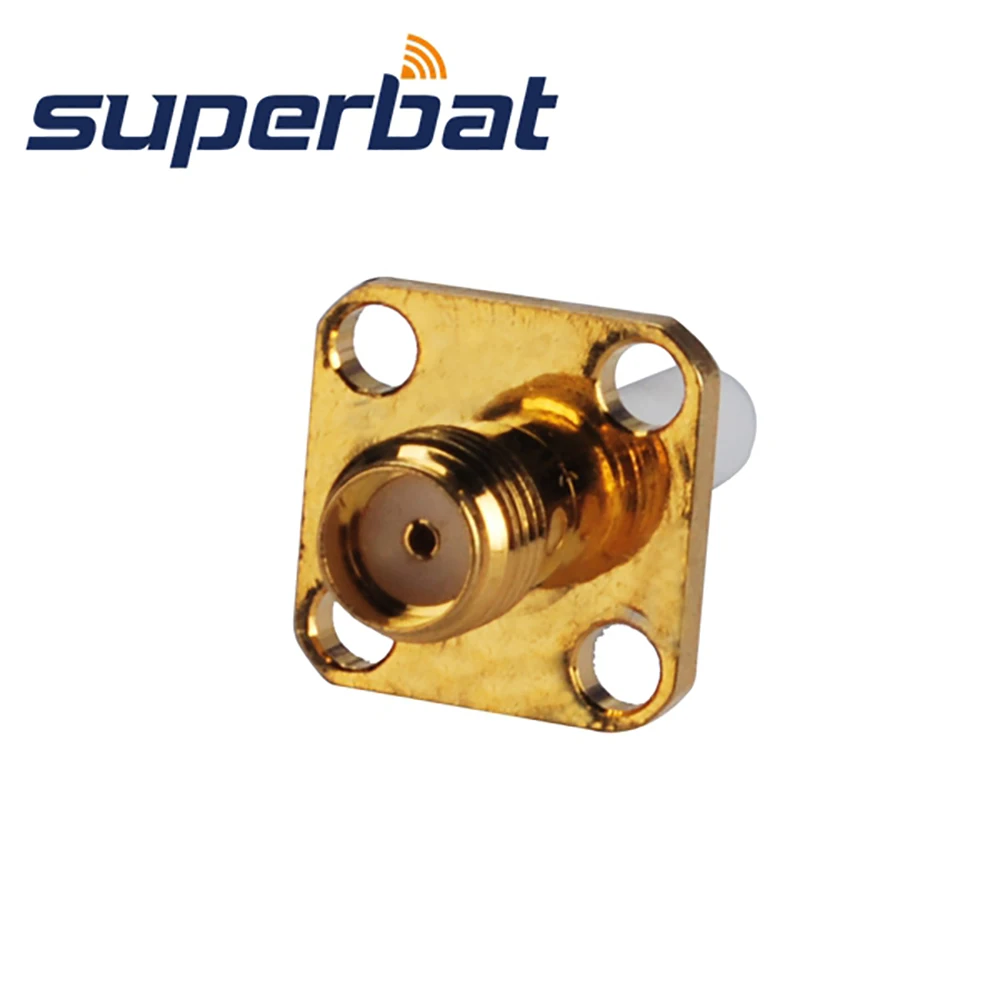 Superbat 10pcs SMA 4 hole Panel Mount Female with Long Extended Dielectric and Solder Post Terminal RF Coaxial Connector