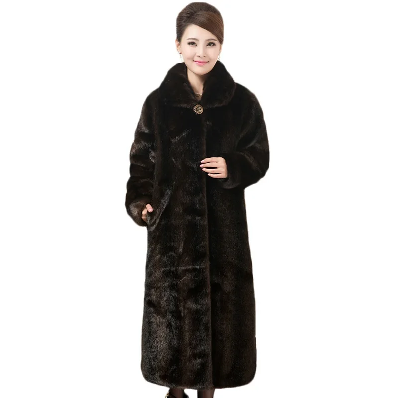 

Women's Imitation Mink Fur Overcoat 2023 Winter Women's Large Size Loose Faux Fur Jacket Outerwear Female Long Warm Fur Coats