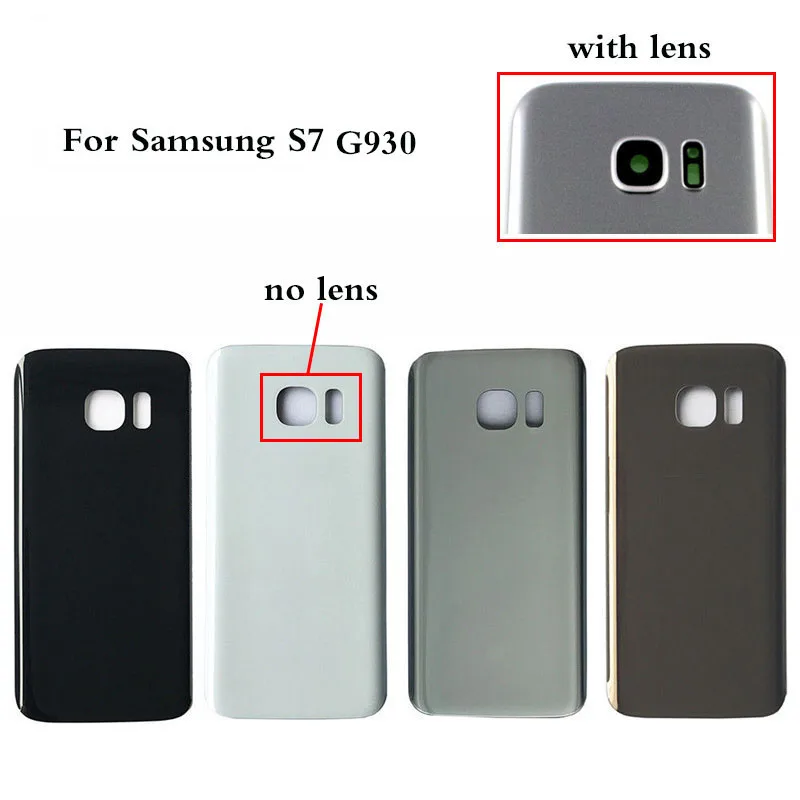 Back housing For SAMSUNG Galaxy S7 G930F Back Glass Battery Cover Rear Door Housing Case over With Lens Replacement Parts for s7