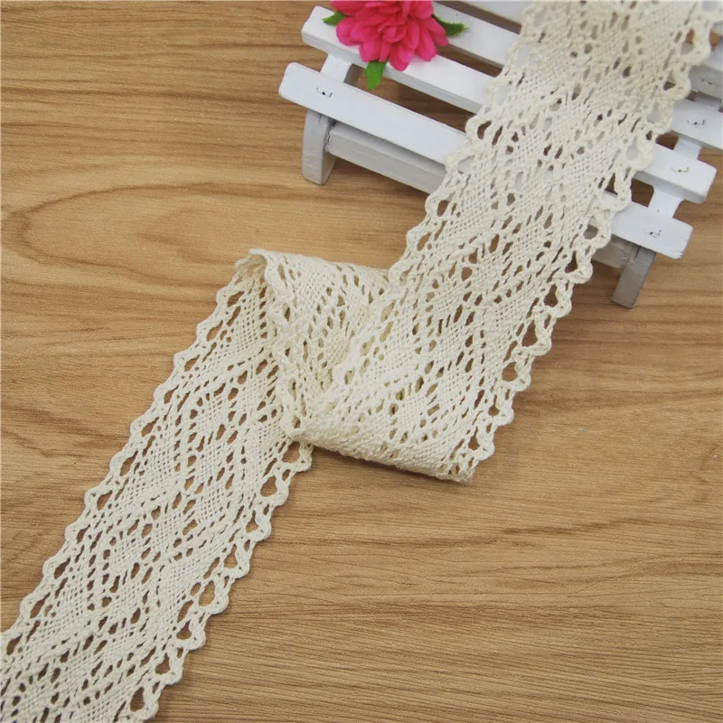 

Кружевная тесьма FASMILEY 45 мм с волнистым узором, хлопковая, цвета слоновой кости, 50 ярдов, для рукоделия и декора дома LC