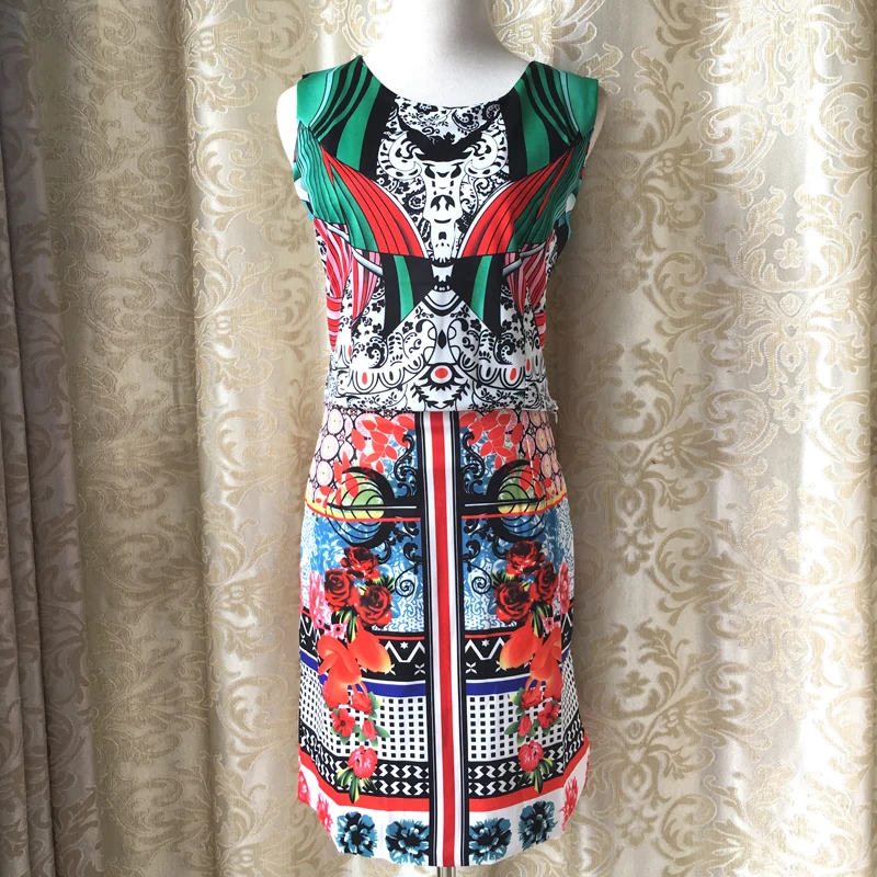 Crop Top And Pencil Skirt Set 2020 Summer 2 Piece Bodycon Outfits Designer African Print New Women Office Work Wear OM518