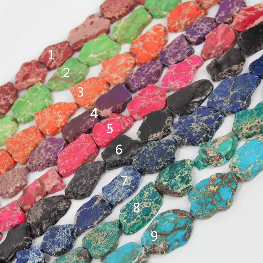 More Color Sea Sediment Gems Drilled Slab Beads Pendants Strand,Natural Raw Stone Slice Craft Necklace Wholesale Bulk