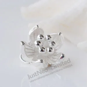 solid 925 sterling silver charm, lotus spacer bead pendants for necklace  jewelry making, 1piece