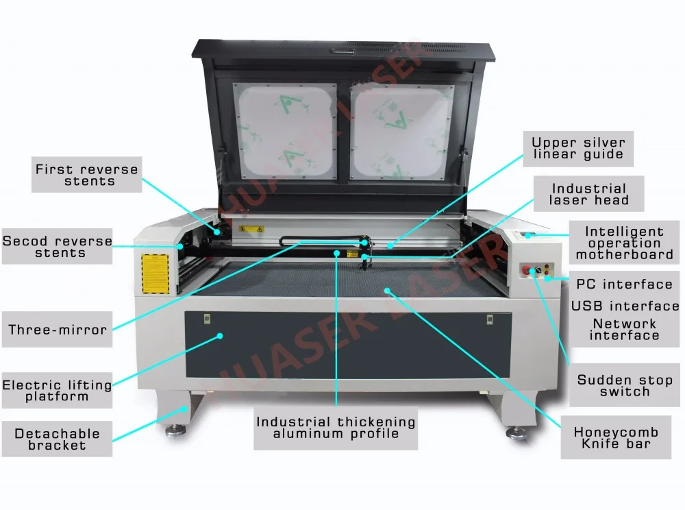 1390 laser co2 100w high power laser engraving machine, laser cutter machine, laser marking machine, working size 1300 * 900mm