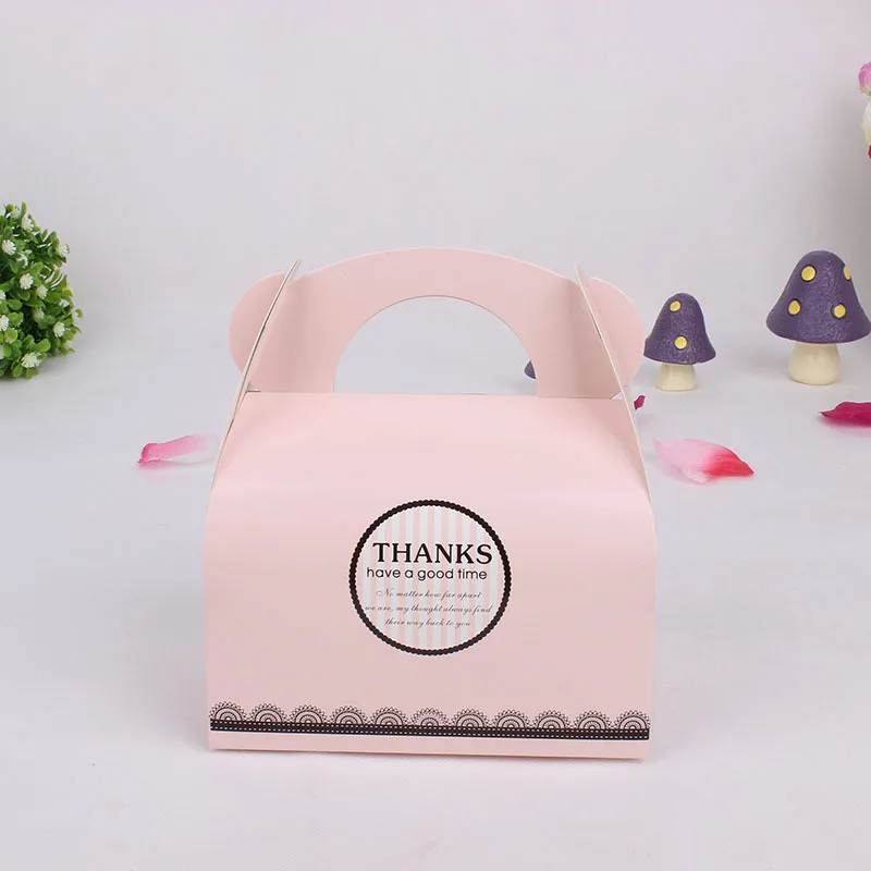 500pcs/lot Free Shipping Portable Handle Bakery Cake Boxes Mousse Cookies Pastry Packaging Boxes