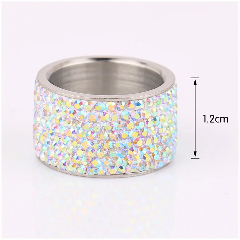 8 row multi fashion female stainless steel crystal wedding rings for women high quality AB+ CZ stone party rhinestone rings