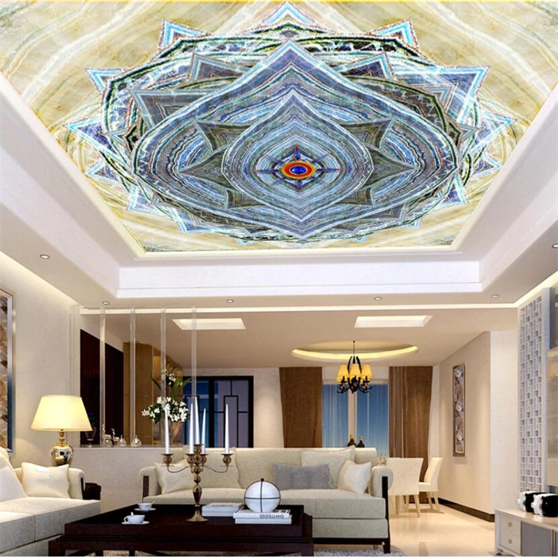 

wellyu Custom wallpaper European marble mosaic ceiling mural custom large mural green wallpaper papel de parede para quarto