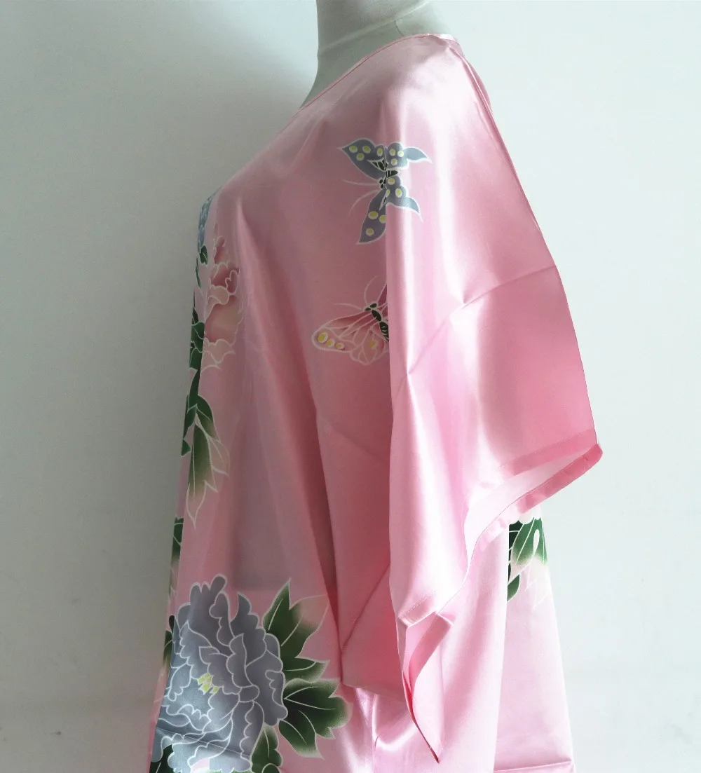 Hot Sale 21 Style Women\'s Faux Silk Robe Bath Gown Nightgown Summer Sleep shirts New Style Sleepwear Printed