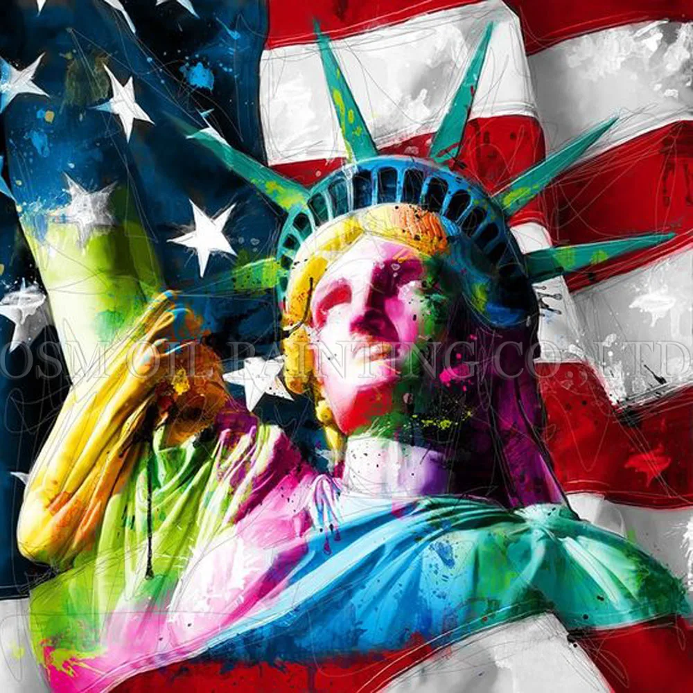 

Top Artist Handmade High Quality Abstract Colorful The Statue of Liberty Oil Painting Modern America Statue of Liberty Painting