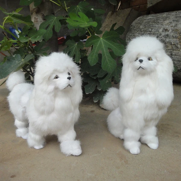 

simulation white poodle toy dog furry fur large dog model home decoration gift h1331