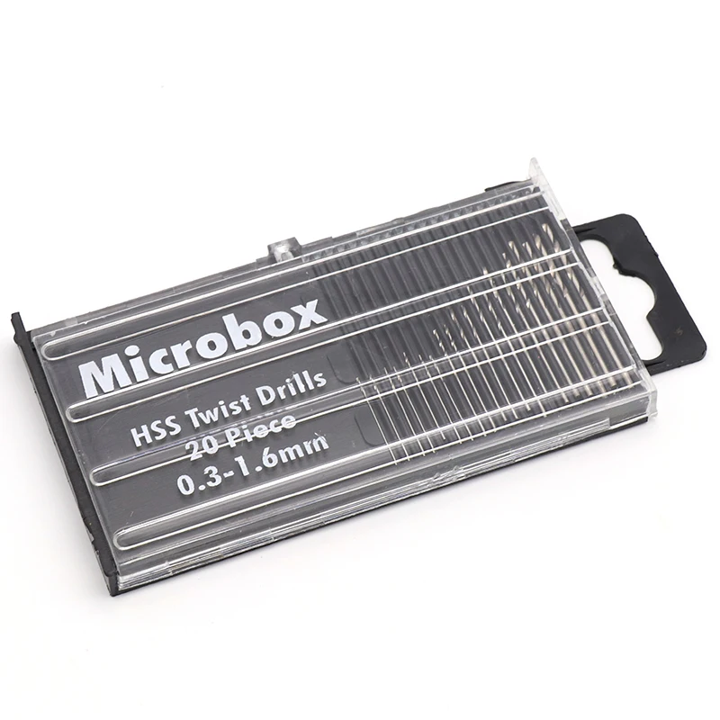20pcs HSS Mini Micro Twist Drill Bit Set Diameter 0.3-1.6mm Model Craft With Case Repair Tools Tiny Parts