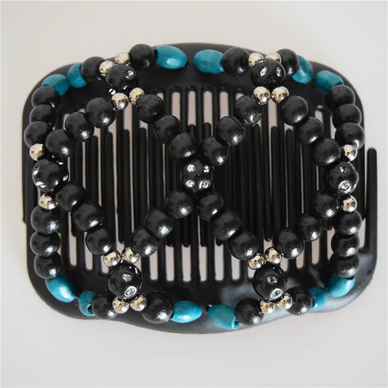 20 PCS/LOT Blue style hot sale  elastic beaded double twin headwear magic hair comb clips