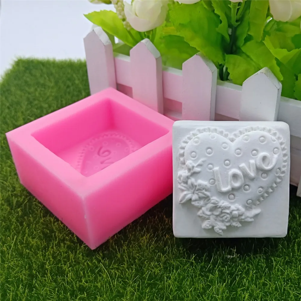 Stampo in Silicone cuore amore per la produzione di sapone, stampi in cera per candele profumate, stampo per torta al cioccolato, stampi per