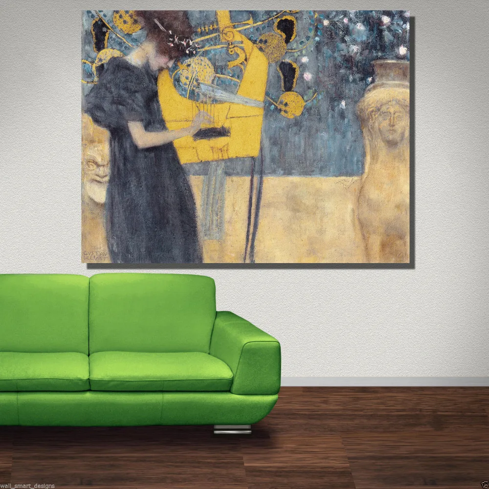 Home Decor Wall Art Gustav Klimt Music 100%handmade canvas painting art Abstract Oil Painting Canvas for living room no Framed