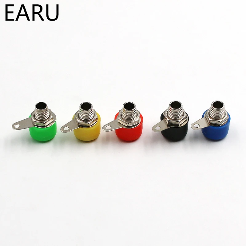 10pcs/lot 4mm Banana Binding Post 4mm Banana Socket Free Shipping 5color/lot Plug Adapter DIY Red Green Yellow Black Blue