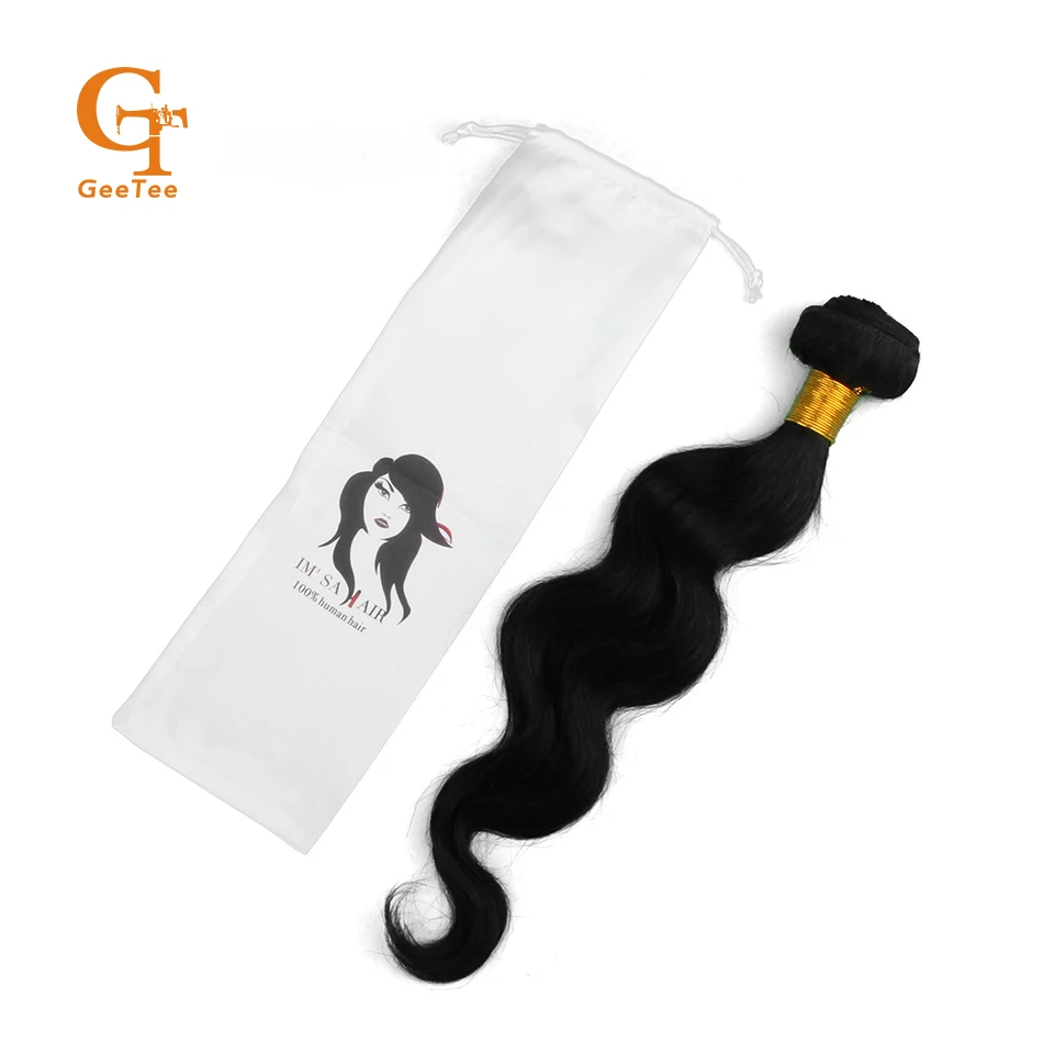 Custom logo Human Virgin Hair bundle extension packaging satin bags,hair shop women hair wrap bundles packing silk bags