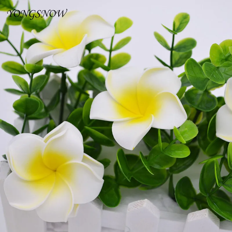 10Pcs Plumeria PE Foam Frangipani Artificial Flower Headdress Home Garden Egg Flowers Wedding Decoration Event Party Supplies